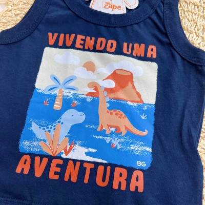 Conj. Regata Vivendo uma Aventura e Bermuda - Marinho e Ferrugem